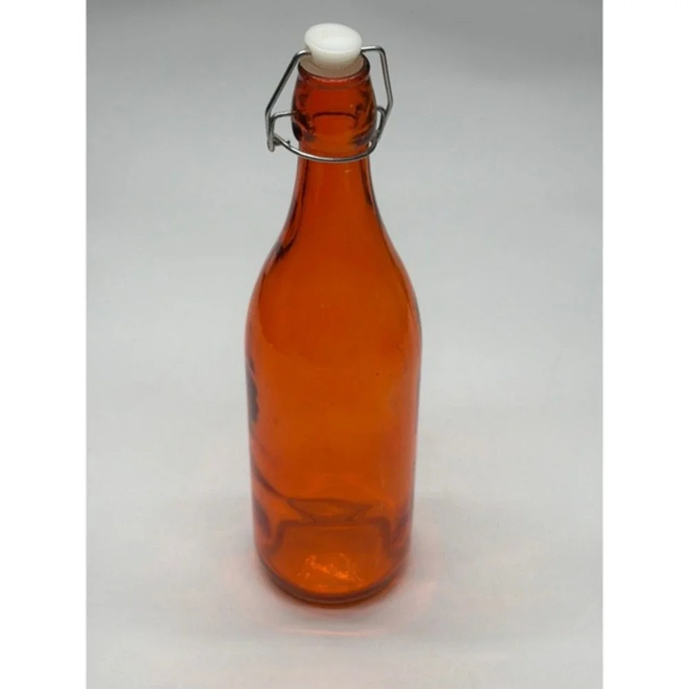 Colored Glass Swing‎ Top Bottle with Metal Clamp Lid for Beverages Crafts Decor